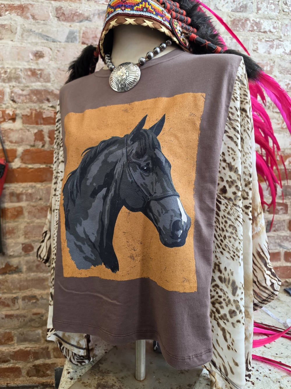 Brown Horse Graphic Sleeveless Top
